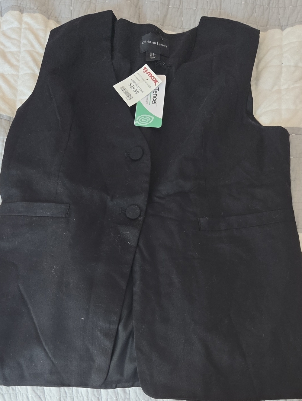 Christian Lacroix Black Womens Vest Sleeveless Button Front